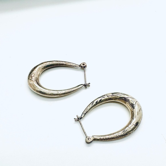 Vintage Silver Hoop Earrings - Picture 4 of 14